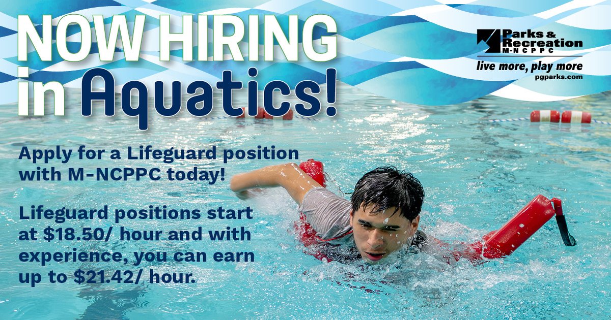 We’re hiring: Lifeguard positions for our @pgparks Department! See our full list of job openings here: governmentjobs.com/careers/mncppc.
