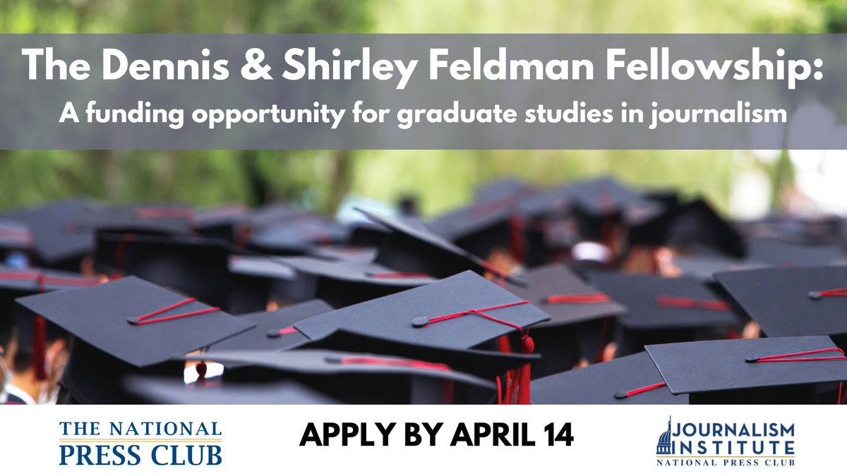Reminder for students: Applications for @PressClubDC's Feldman Fellowship are due on Sunday, April 14. This award recognizes a student pursuing graduate studies in journalism with a stipend of $5K. Apply now ⬇️ forms.gle/FE771xKgP4hzee…