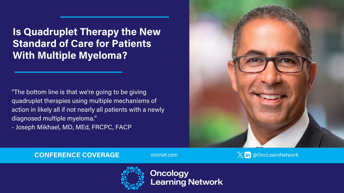 At the 2024 @GreatDebatesCME meeting, Joseph Mikhael, MD, @TGen, @cityofhope, evaluates whether #QuadrupletTherapy should be the standard-of-care treatment for patients with #MM who are transplant-eligible vs transplant-ineligible. Learn more: hmpgloballearningnetwork.com/site/onc/confe… @jmikhaelmd