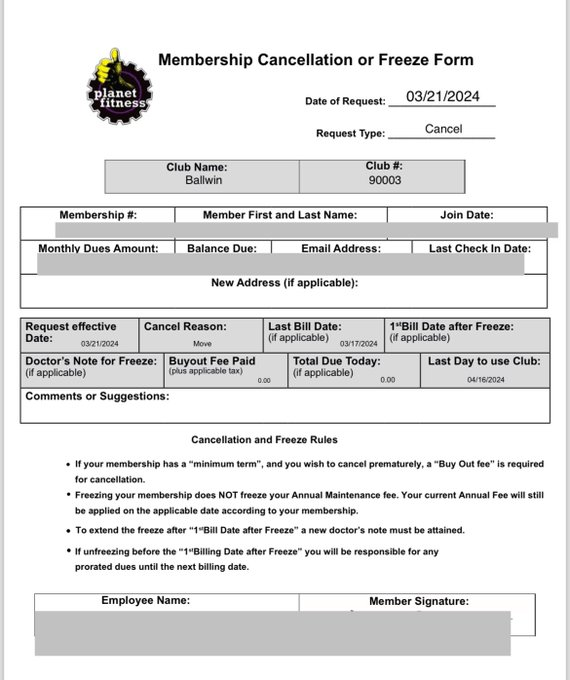 Planet Fitness was caught AGAIN lying about the reason for cancellation! A follower sent this to me, saying how they explicitly told Planet Fitness to cancel their membership because their policies allow men into the women's bathroom.

@PlanetFitness lied and said their reason…