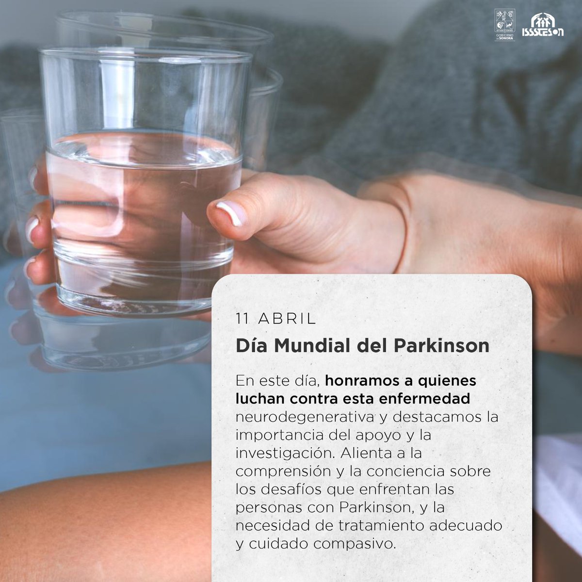 11 de Abril Día Mundial del Parkinson ℹ️ Conoce sus síntomas: ⏺️ Temblor de una de las manos, cara, mandíbula, brazos o piernas ⏺️ Lentitud de movimientos ⏺️ Problemas de equilibrio y coordinación ⏺️ Rigidez en extremidades y el tronco Si tiene dudas, ¡consulte a su médico!