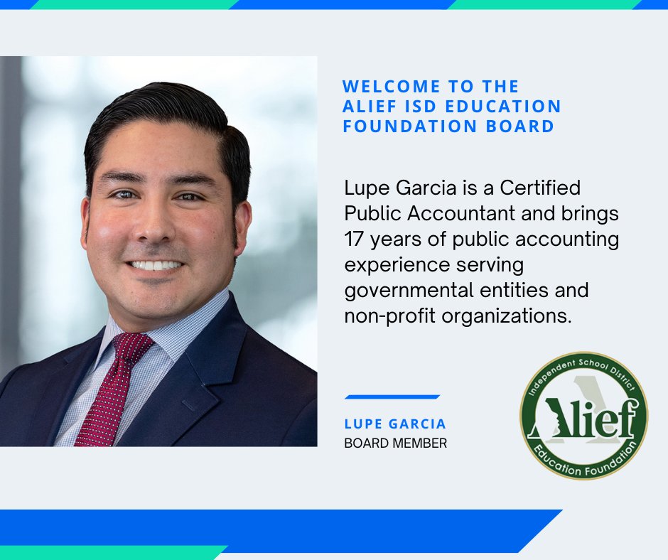 Thank you, Lupe Garcia, for your service and commitment to the Alief ISD Education Foundation! @AliefISD @DrJYAndrews @anthonymays5 @AISDSupe @Aliciabethj @LiWenSuAlief