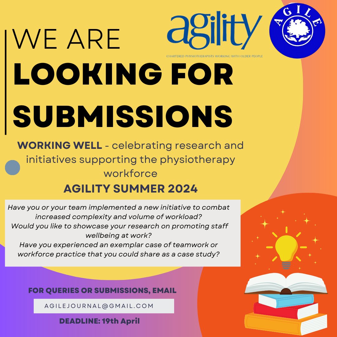 If you have recently implemented some good practice around supporting the physiotherapy workforce that you wish to share, please consider submitting an article to AGILITY, the @AGILECSP journal. Please do share with friends & colleagues. 🙏🏽🙏🏽🙏🏽