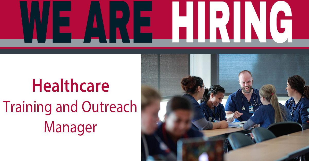 NOW HIRING: Healthcare - Training and Outreach Manager, Willmar Campus. Apply online at: ridgewater.peopleadmin.com/postings/1774 Apply today! The online application deadline is 11:59 PM on April 26, 2024.