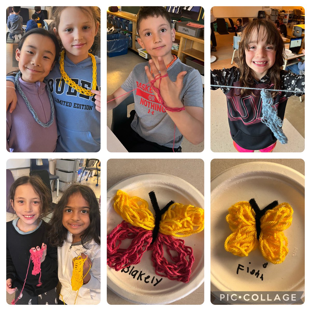 This week we read, “Extra Yarn” by Mac Barnett & were inspired to finger knit butterflies with our little bits of extra yarn! 🧶 This was a perfect indoor recess activity, an opportunity for student experts to teach their peers & pass on a little #ocsbJoy with their extra yarn!