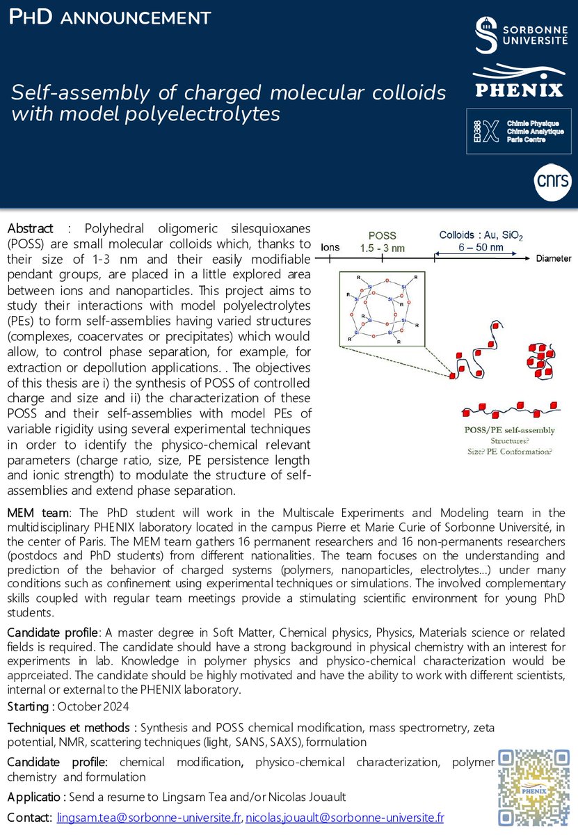 PHENIX lab (@labphenix) on Twitter photo PhD position <a href="/LabPHENIX/">PHENIX lab</a>: Self-assembly of charged molecular colloids with model polyelectrolytes PhD position <a href="/LabPHENIX/">PHENIX lab</a>: Self-assembly of charged molecular colloids with model polyelectrolytes