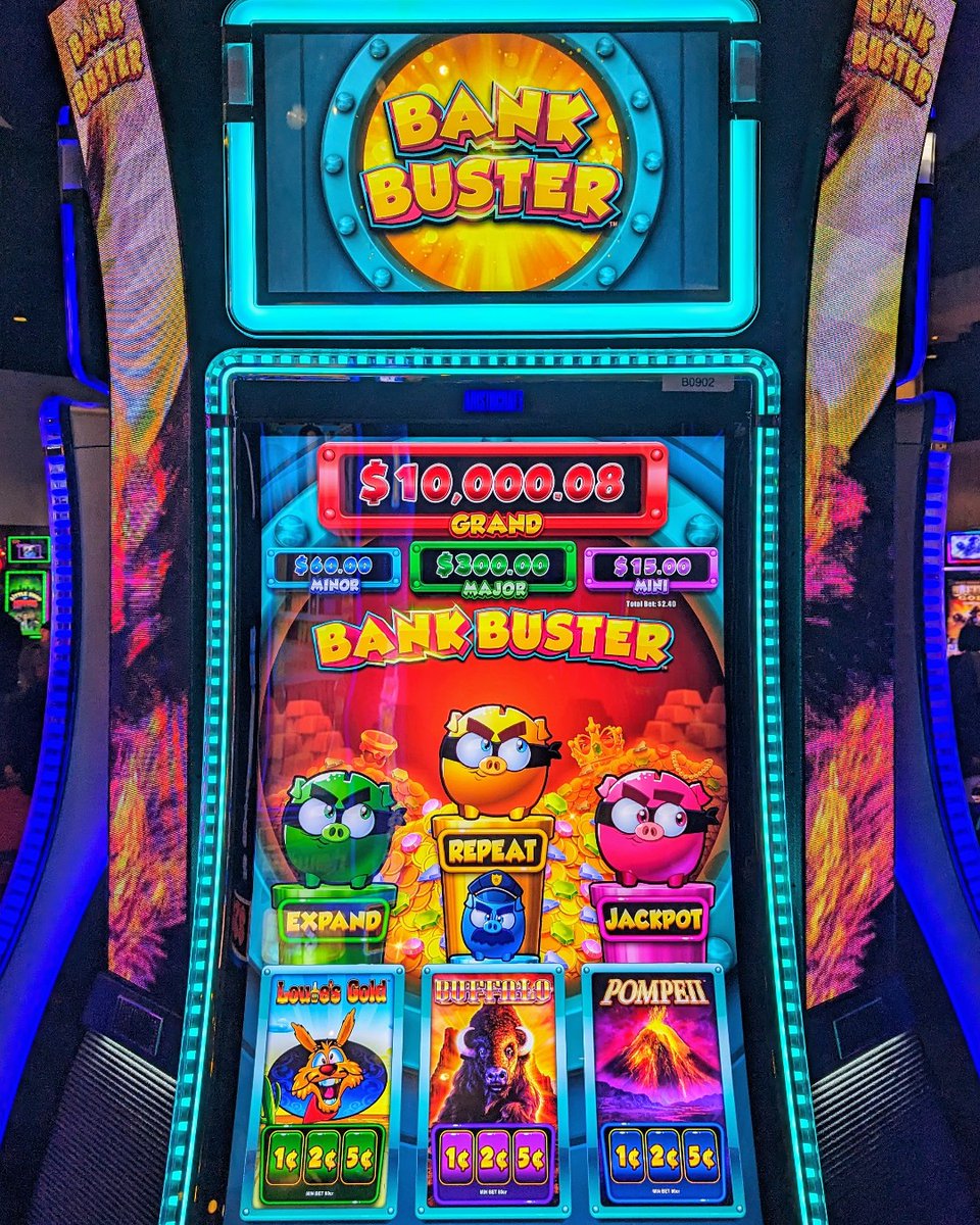 🚨NEW GAME🚨 You can select from Buffalo, Pompeii, or Louie's Gold and buy directly into the Instant Feature with Bank Buster!🐖🤑