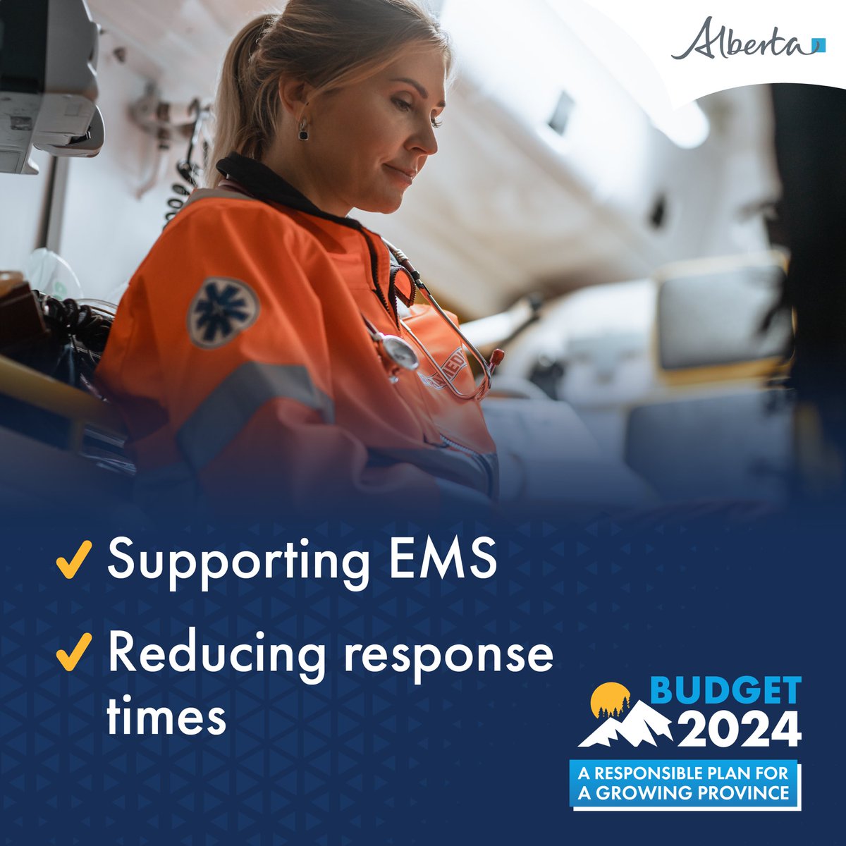 Budget 2024 invests in reducing emergency response times, increasing emergency medical services capacity and supporting the paramedic workforce across the province. Alberta’s government is dedicated to improving emergency response time and services, ensuring swift access to