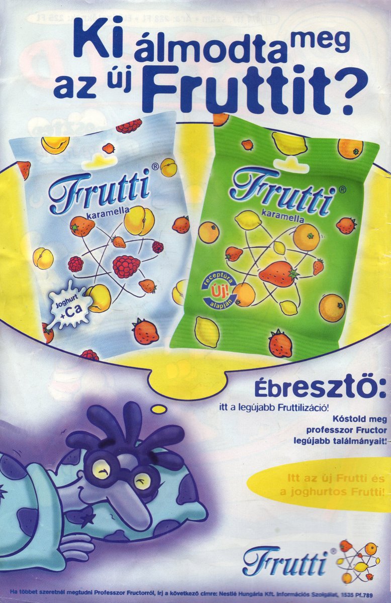 Totalretroo's tweet photo. Frutti karamella reklám 1999-ből. https://t.co/LLxetHZZvt