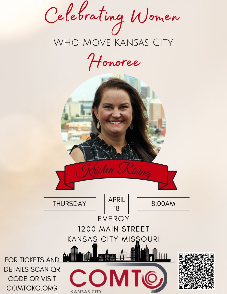 Join us in celebrating Kristen Rising's well-deserved honor as a distinguished honoree for Women Who Move KC! 🎉 Let's amplify her incredible achievement and make some noise for all she brings to our community. Congratulations, Kristen! 🌟 #WomenWhoMoveKC #CelebratingExcellence