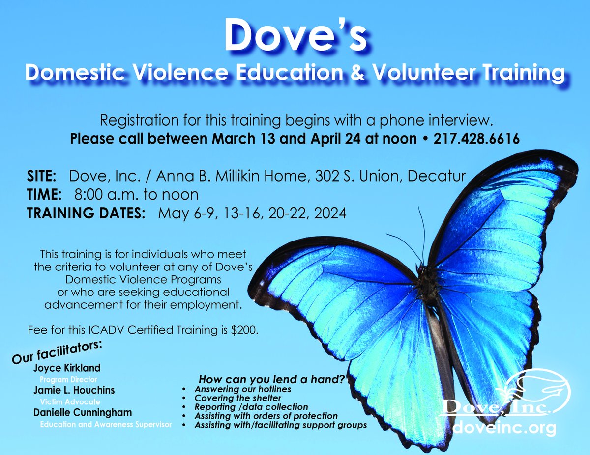 just a few spots open for this upcoming training -- give us a call if you are interested