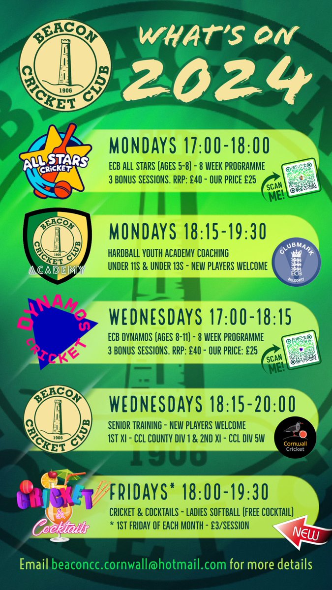 Beacon Cricket Club ๐ (@beaconcc) on Twitter photo Registration for our amazing ๐ <a href="/allstarscricket/">All Stars Cricket</a> (starting 13th May) & ๐ฅ <a href="/DynamosCricket/">Dynamos Cricket</a> (starting 15th May) programmes is open
Plus weโre running U11s & U13s hardball training & Womenโs Softball Cricket
For more info email us beaconcc.cornwall@hotmail.com
๐ง๐ป๐ง๐ผ๐๐ฅ๐๐ #Stack Registration for our amazing ๐ <a href="/allstarscricket/">All Stars Cricket</a> (starting 13th May) & ๐ฅ <a href="/DynamosCricket/">Dynamos Cricket</a> (starting 15th May) programmes is open
Plus weโre running U11s & U13s hardball training & Womenโs Softball Cricket
For more info email us beaconcc.cornwall@hotmail.com
๐ง๐ป๐ง๐ผ๐๐ฅ๐๐ #Stack
