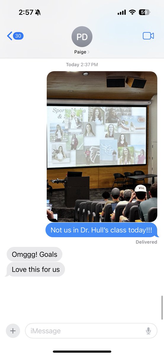 Ash_Jackson_SID's tweet photo. I remember being in Sports Media &amp; Society in 2019 and seeing a slide of women working in sports that took this class. 

Now, @ChaseBerley @paigedavoren and I are on the slide for this year’s class - talk about a full circle moment! 

Thanks for including us @drkevhull! https://t.co/MqfH6yhUUa