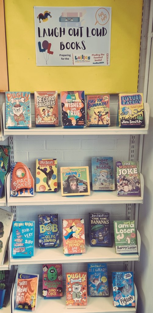 Preparing for the 2024 @lolbookawards at @Better_Balham with a gleeful selection of fun books! !

What are some of your favourite Laugh Out Loud adventures? 

#BookDisplay #FunnyBooks #HumourBooks #KidLit #ChildrensLibrary #LolBooks #LaughOutLoudBooks #Lollies2024