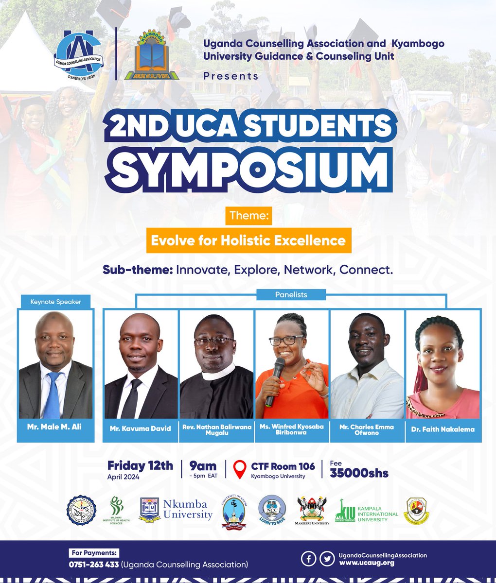 Introducing to you the Official Presenters and Panelists for the 2nd Students Symposium 2024. We are going to have an event to benchmark on, learn from and also filled with memories to cherish 💪🏽. @MugaluNathan @Davidkavuwa3 @WinfredKyosaba @FaithNakal95132 @GittaEmmanuel