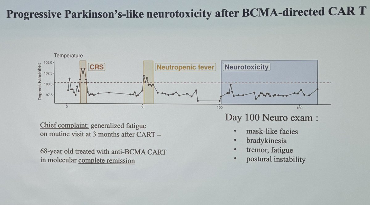 Now at @UCSFDOM Grand Rounds @AjaiChari discussing the vexing problem of Parkinsonism arising after BCMA-targeted CAR-T therapies for #myeloma with @UCSFCancer experts including @anupamakumar05 characterizing the incidence and prognosis in our large treated population. #Tcellrx