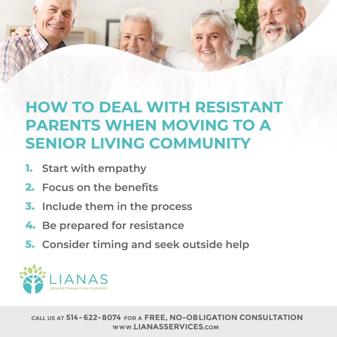 How to deal with resistant parents when moving to a senior living community #helpingmomsanddads #seniorsupport #seniorcare #eldercare #seniorliving