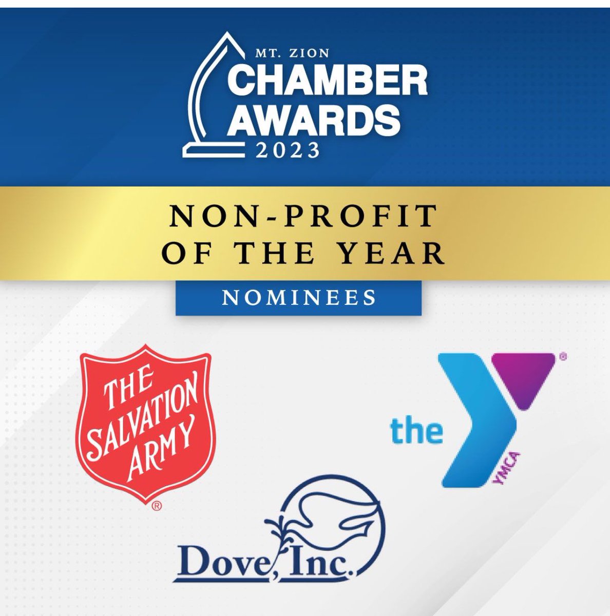 Thank you to the Mt. Zion Chamber for the honor of being nominated as Non-profit of the Year and especially to be nominated next to these other two great organizations.  We are honored to serve our community.