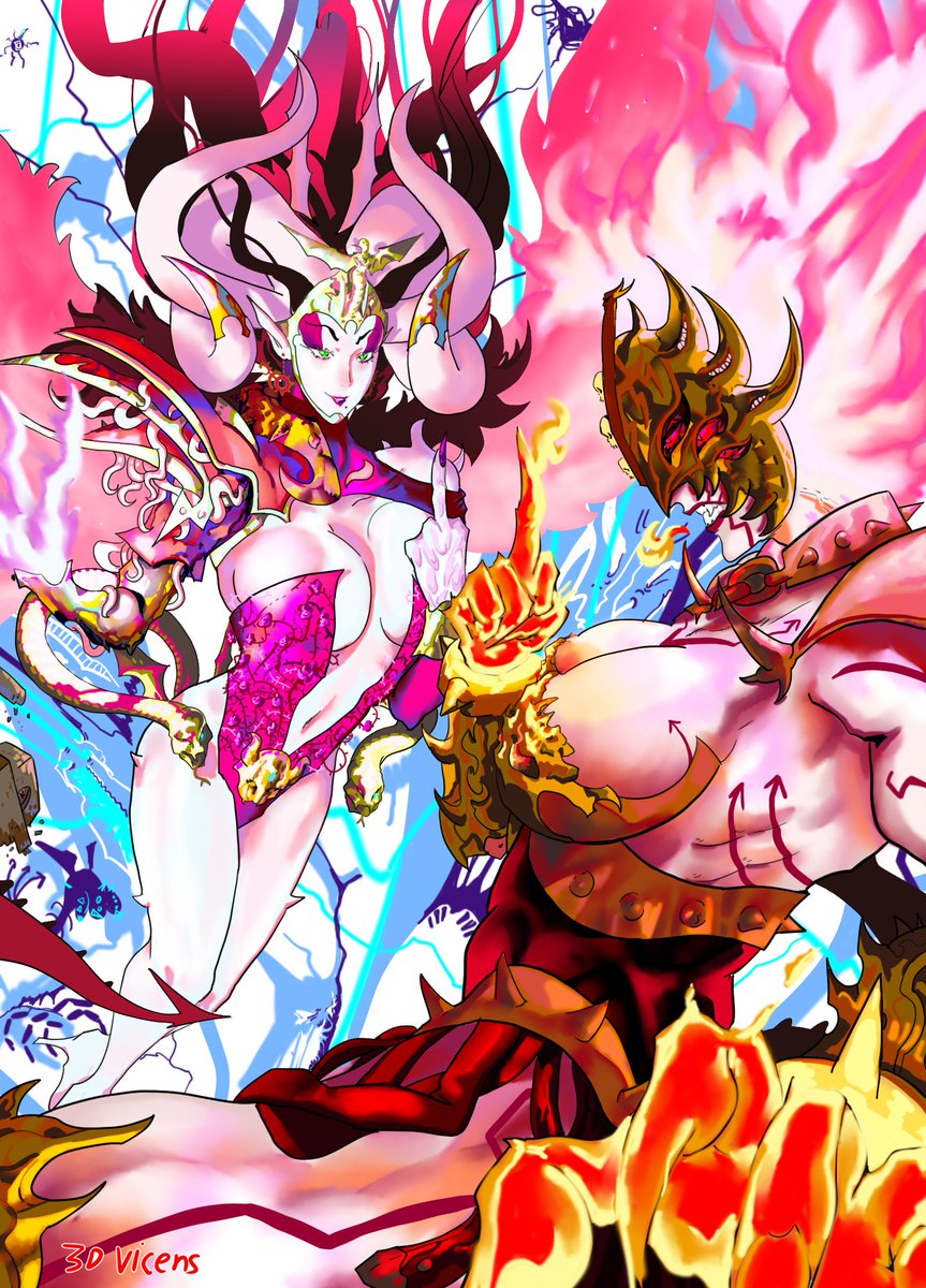 3dVicens's tweet photo. Commission for Sigvald the magnifient:
Demon Princess Hellebron vs Demon Princess Morathi! The winner will get your soul, Who will you cheer?
https://t.co/j5TSiR6ow3
#WarhammerArt #WarhammerCommunity #druchii #slaanesh #khorne #morathi #hellebron #demongirl #ArtistOnTwitter https://t.co/CZFkTceFgh