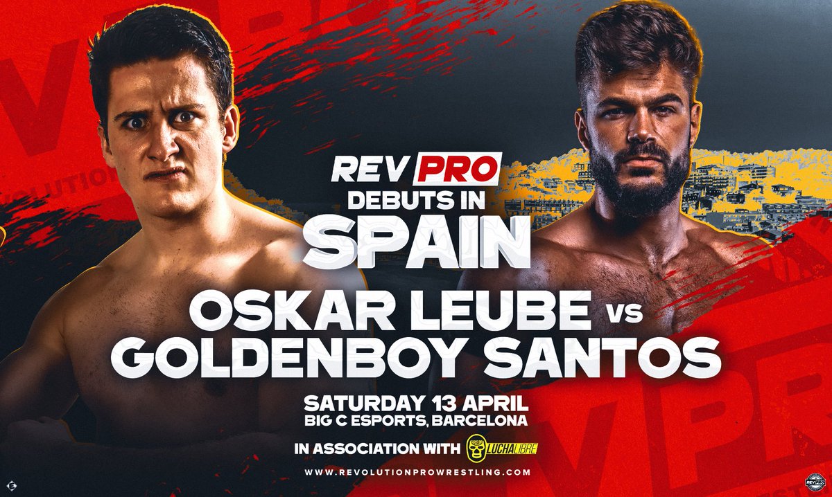 🇪🇸THIS SATURDAY! OSKAR LEUBE goes up against the debuting GOLDENBOY SANTOS 🎟️revolutionprowrestling.com/barcelona