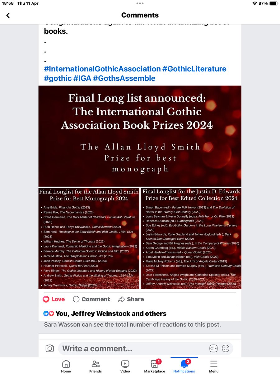 baconetti's tweet photo. This is even more amazing as there’s now 2 books on the IGA long list….and among such terrific authors and editors.

A million thanks to the folks that nominated Future Folk Horror and The Evolution of Horror and a HUGE welldone to all the contributors to both books. https://t.co/6MWjPTdWms