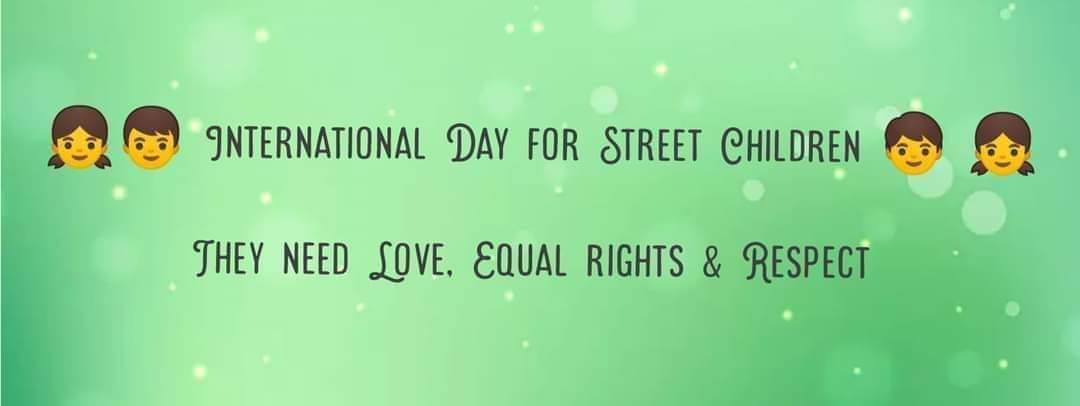 International Day for Street Children, aim's to provides platform to give LOUDER VOICE to the millions of STREET CHILDREN over the world. Plz respect them as much as urself. We must educate them in righteousness ways, teach them well &let them lead the way

#StreetChildrenDay👦👧