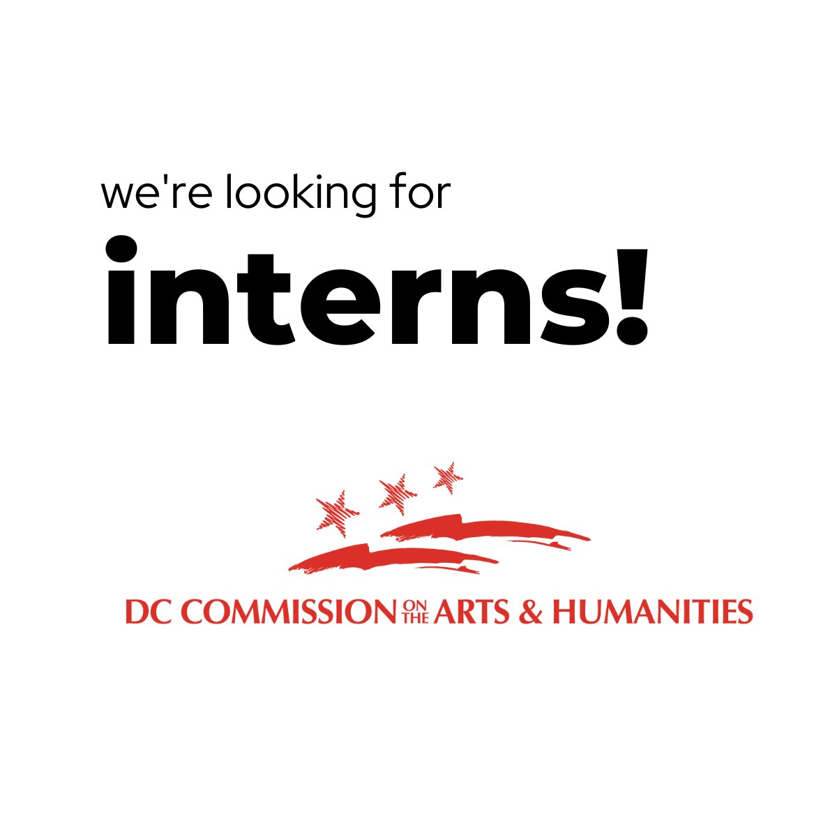 CALL FOR INTERNS: CAH seeks dynamic undergraduate and graduate students with an interest in arts management to intern in its Arts Education, Events, Grants, and Public Art departments for Summer 2024 and academic year 2025. dcarts.dc.gov/page/volunteer…