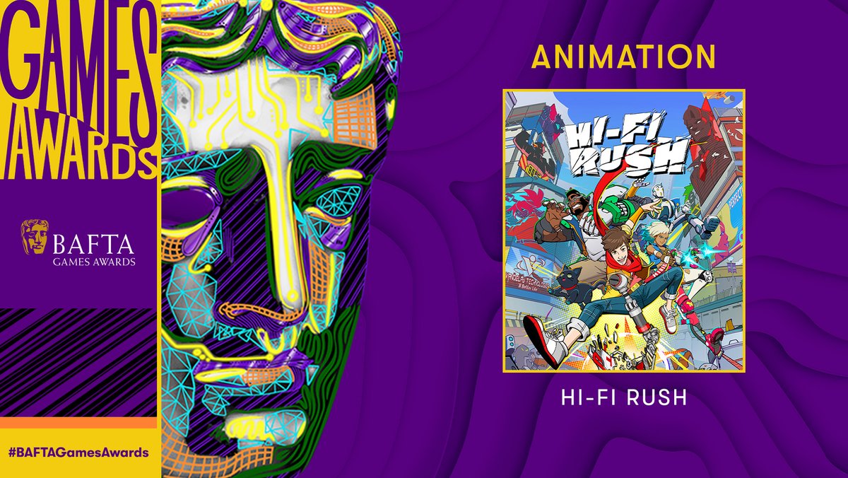 Congratulations to the team behind Hi-Fi Rush who take home the Animation award 👏 #BAFTAGamesAwards