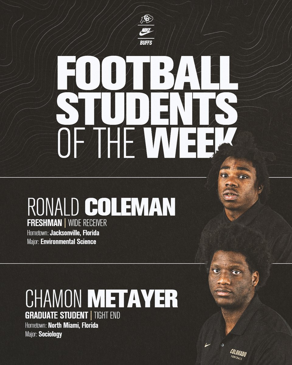 Congratulations to Football Students of the Week, Ron Coleman and @Takeemdeep7 👏 #GoBuffs