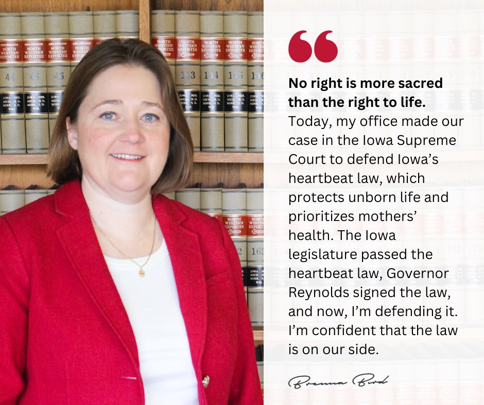 I was proud to defend Iowa’s heartbeat law today at the Iowa Supreme Court: