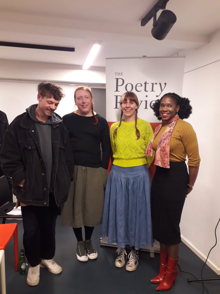 Thanks to all the readers sharing new work at tonight’s Poetry Review launch and everyone who joined us online and at The Poetry Cafe! Editor Wayne Holloway-Smith with Verity Spott, Emily Berry & Safiya Kamaria Kinshasa & Naomi Shihab Nye who joined via video.