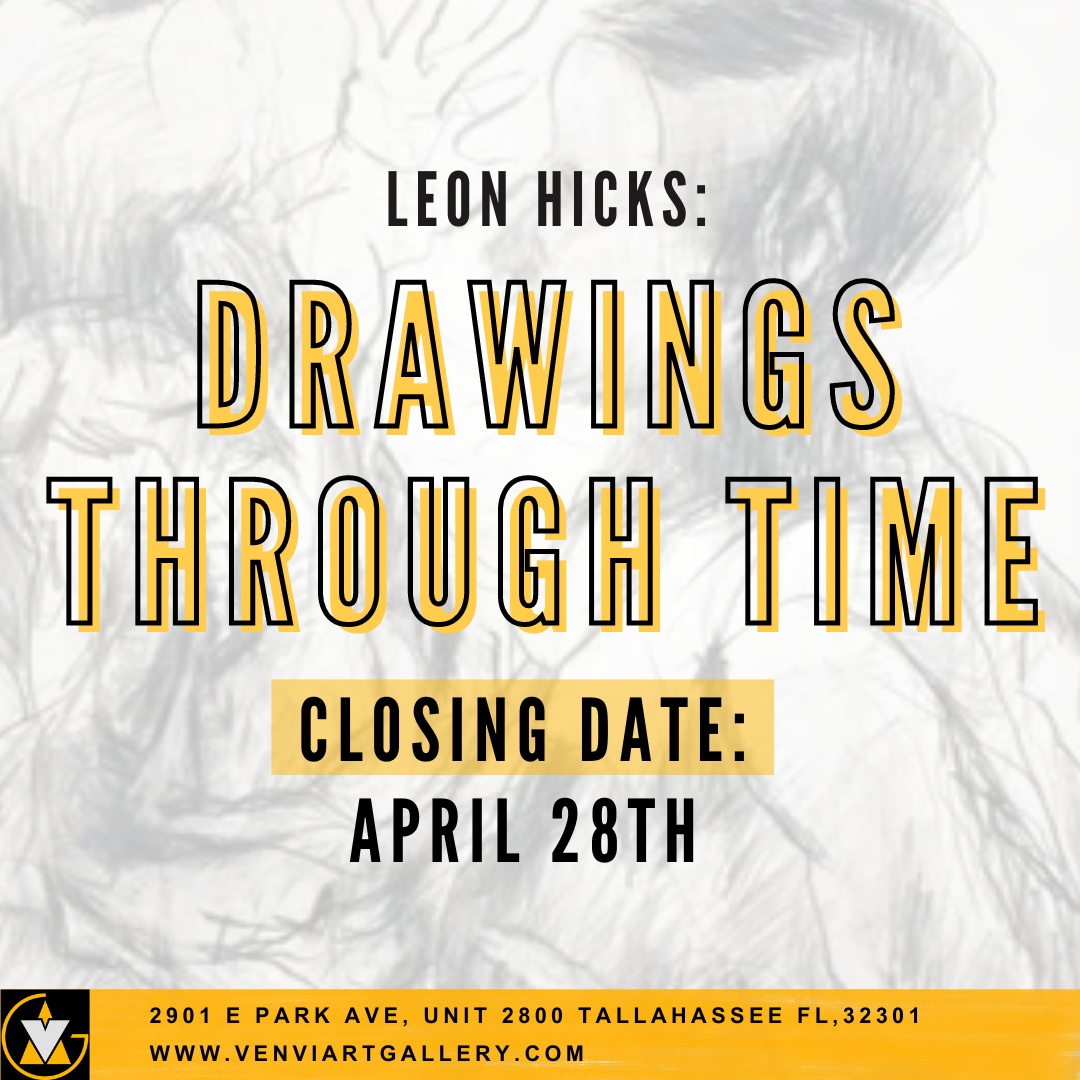 Here's a reminder that Leon Hicks' exhibition 'Drawings Through Time' ends on April 28th! Stop by and view his works anytime Wednesday-Sunday from 12:30-5:30pm!
#tallahassee #art #artists #artgallery
#tallahasseearts #leonhicks #artforsale  #thingstodointallahassee #arttocollect