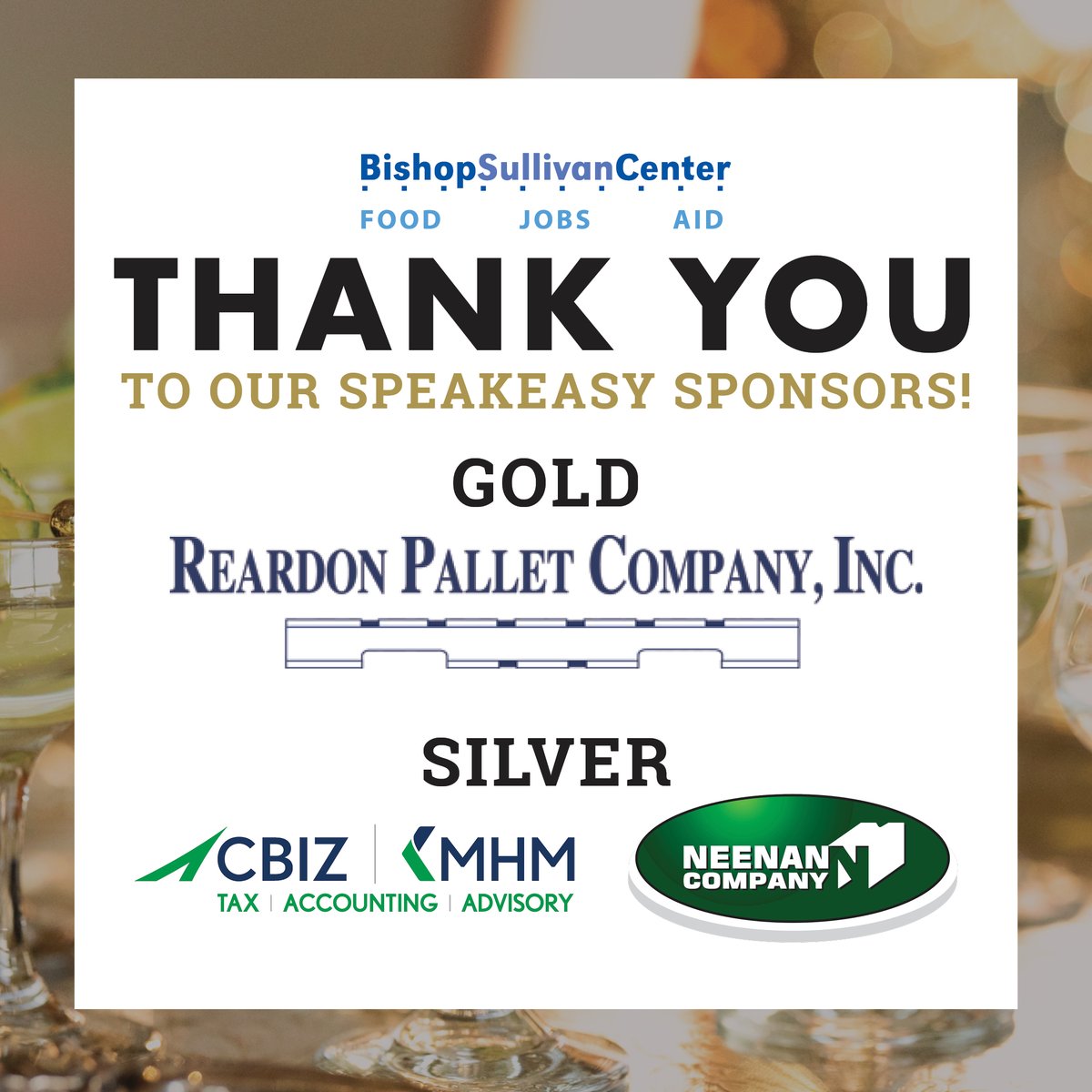 A big thank you to all of our generous Speakeasy sponsors, especially our Gold Sponsors, Reardon Pallet Company, and our Silver Sponsors, @CBIZKansasCity and Neenan Company. Your support is helping us meet the need for neighbors facing hardship. We are grateful for you!
