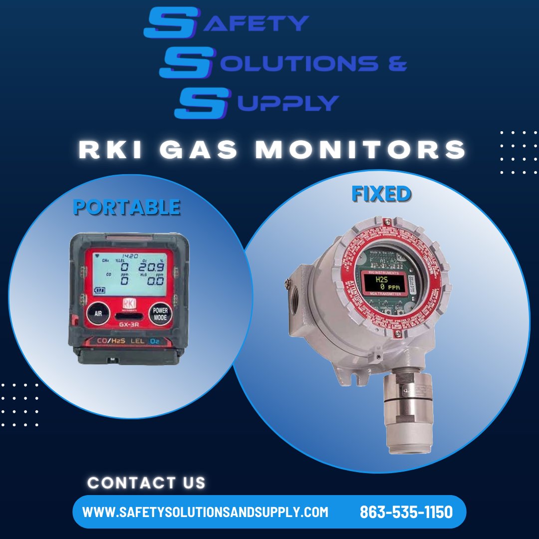 Safety Solutions & Supply offers both portable and fixed RKI gas monitors. Portable gas monitors provide flexibility for workers on the move, while fixed gas detectors are permanently installed on-site for continuous monitoring of surroundings.

#safetyfirst #RKI #gasdetection