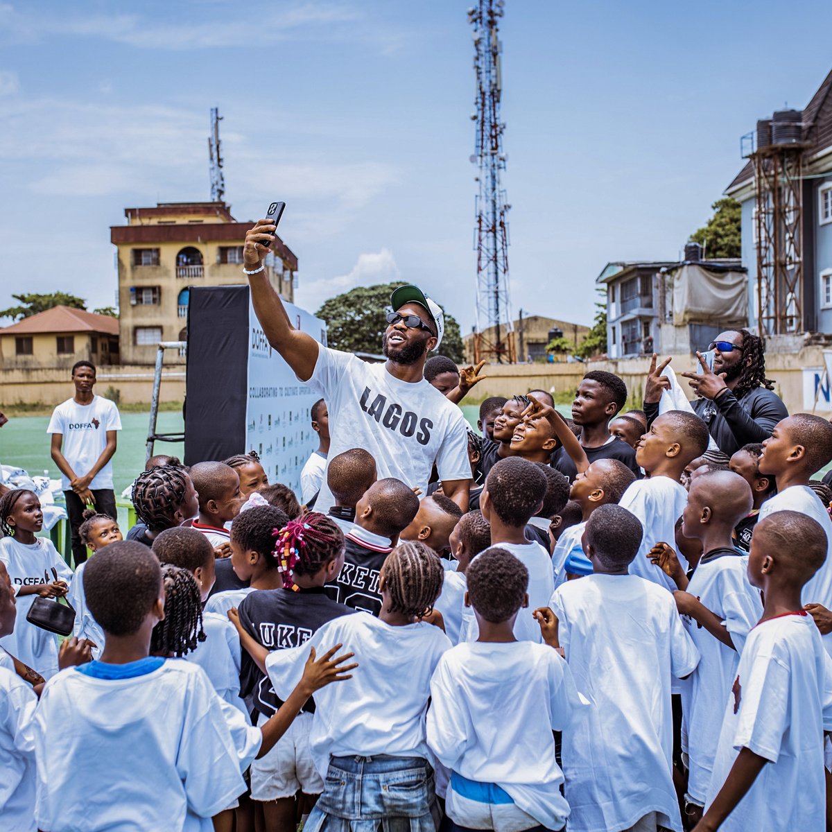 .@DafeOweh assisting with a football clinic in Nigeria! Growing the game 💜