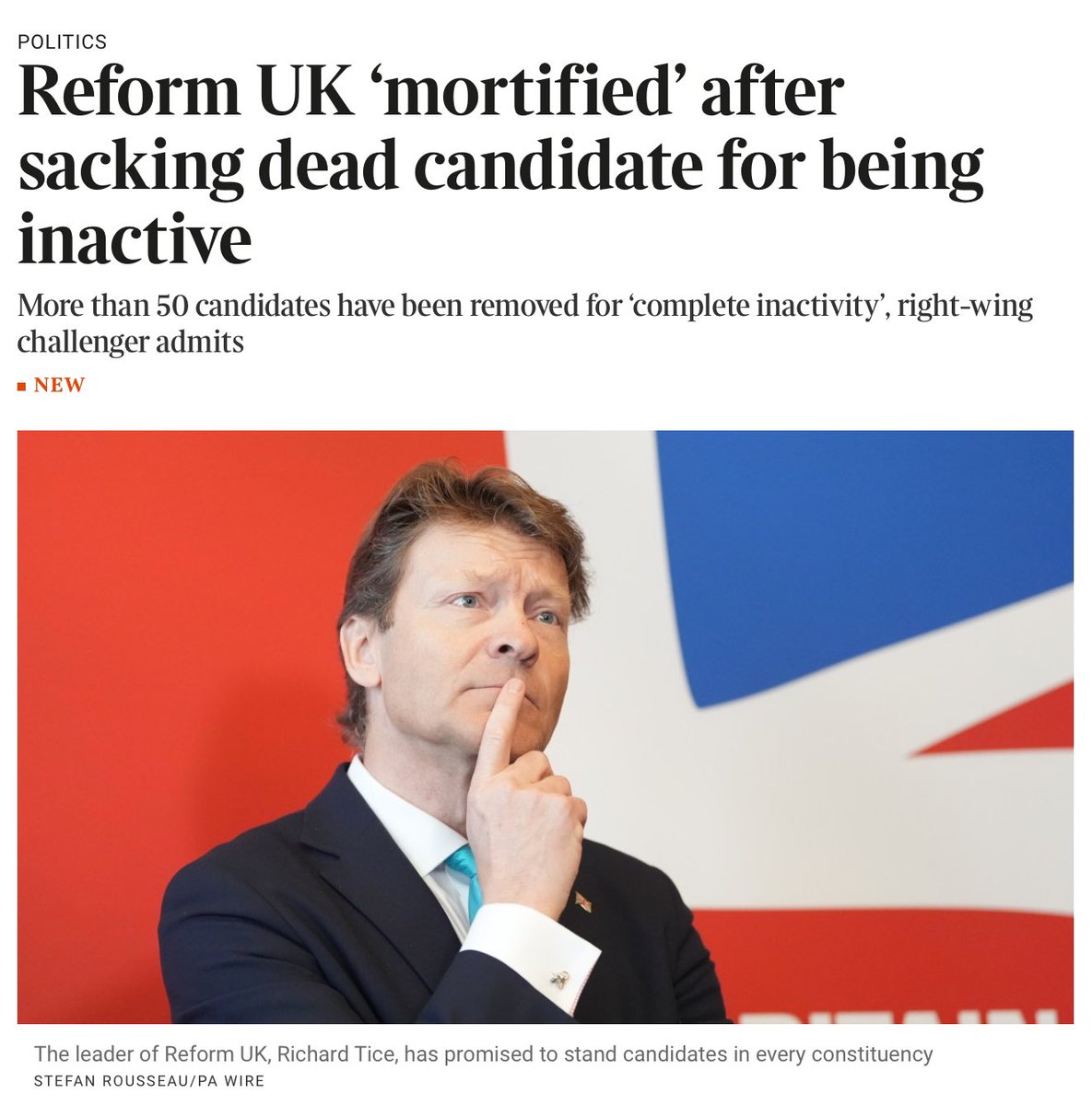 Does this suggest Reform don’t regard being dead as a serious barrier to running as one of their candidates? Broad church and all that…