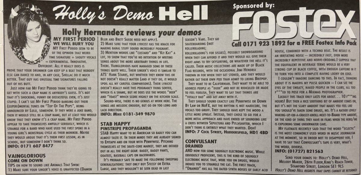 Holly’s Demo Hell! Melody Maker, 23 March 1996. #MelodyMaker #MyLifeInTheUKMusicPress #1996