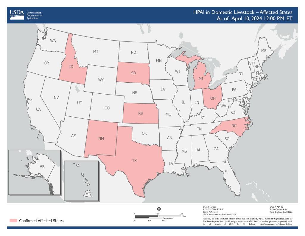 ⚠️ BREAKING:

South Dakota reported its first dairy farm infected with H5N1 bird flu, bringing the total number of affected states to 8.

According to USDA, four more dairy farms have become infected, bringing the total to 24.