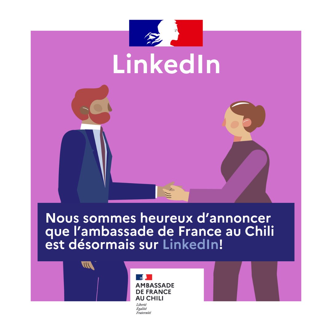 Los invitamos a seguir nuestra nueva cuenta LinkedIN 👇 Ambassade de France au Chili / Embajada de Francia en Chile linkedin.com/company/franci…