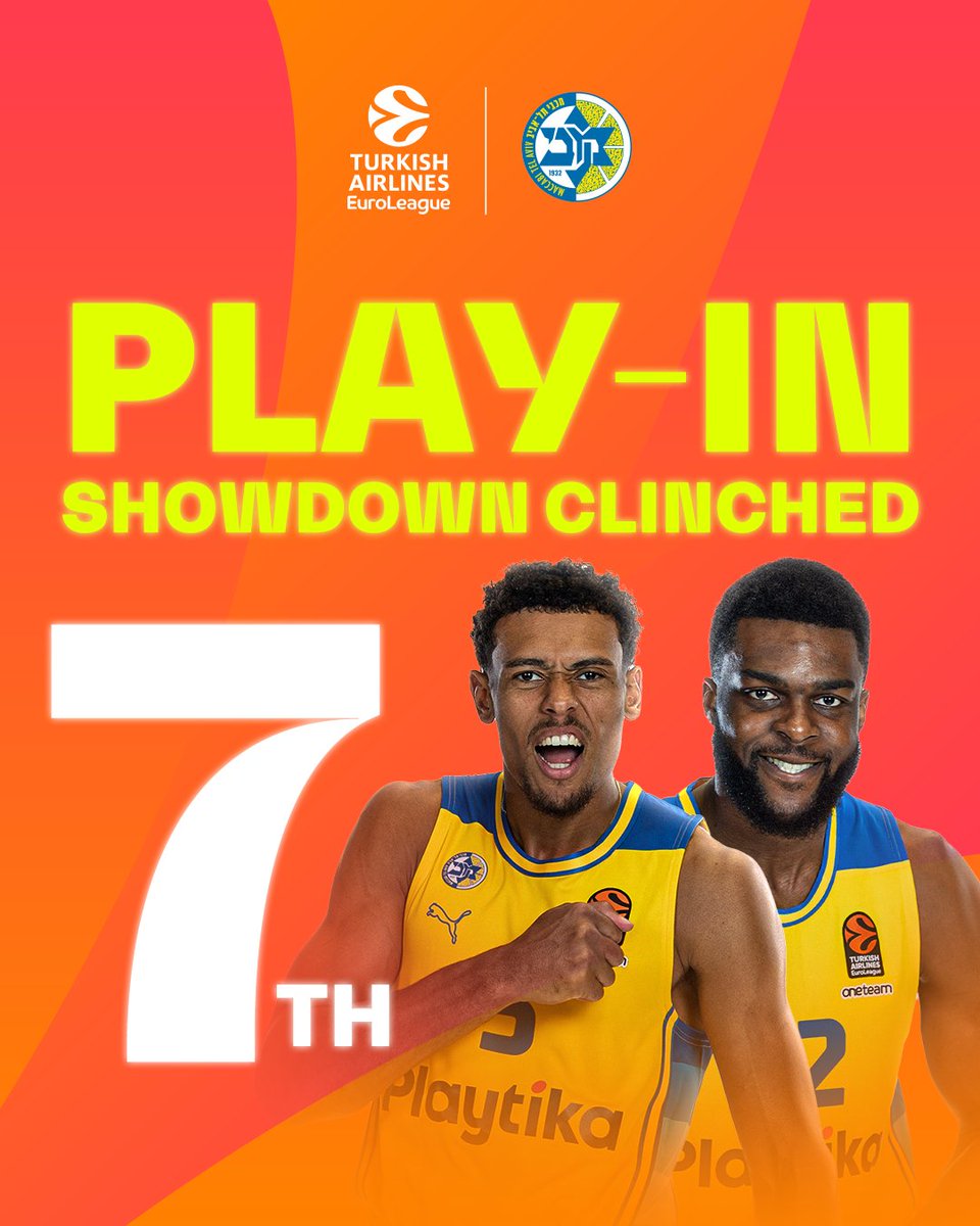 A regular season 7th place finish means @MaccabiTLVBC will have home-court advantage during the Play-in Showdown 👏