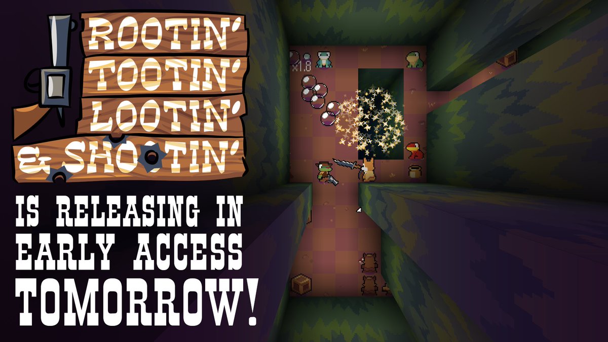 RaspJamGames's tweet image. My turn-based cowboy roguelike, Rootin' Tootin' Lootin' &amp;amp; Shootin' is releasing in Early Access TOMORROW!!!

This is my first ever game on Steam, and I'd really appreciate it if you could spread the word!

Wishlist it on store.steampowered.com/app/2372450?ut…