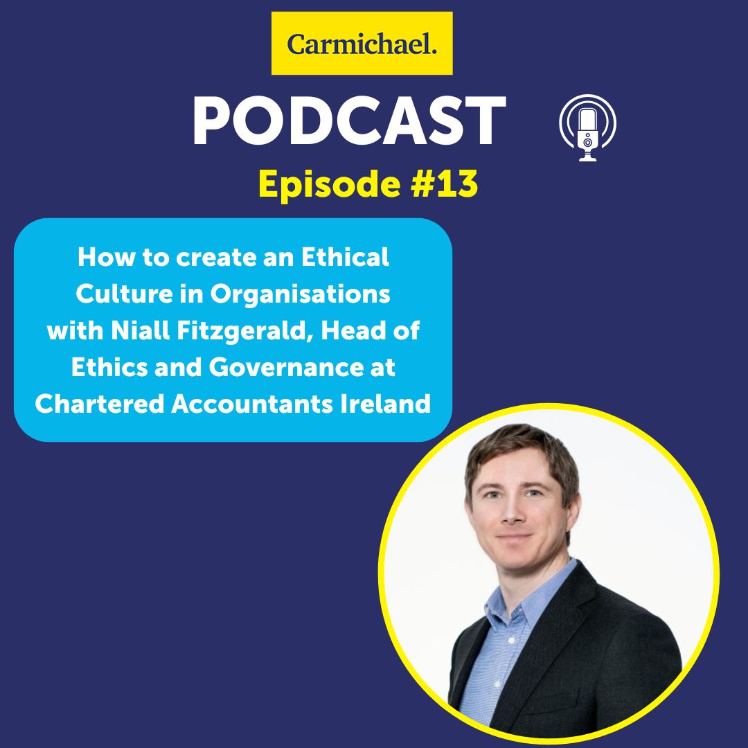 🎙Niall Fitzgerald from @CharteredAccIrl joins our CEO Diarmaid for Episode 13 of the Carmichael Podcast to discuss how to create an ethical culture in organisations. 🎧Listen here 👇 tinyurl.com/3rk9448x Find all podcast episodes👇 carmichaelireland.ie/resources/intr…