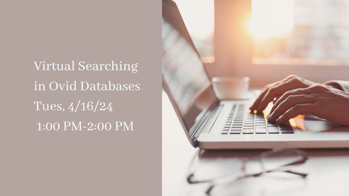Please join #BrighamBEI for a 'Virtual Ovid Basic Searching' session with Medical Librarian @susan_warthman on Tues, 4/16/24, 1-2PM! #MedEd #MedTwitter @BCHEdu @BrighamMedRes bit.ly/v-ovid-2024