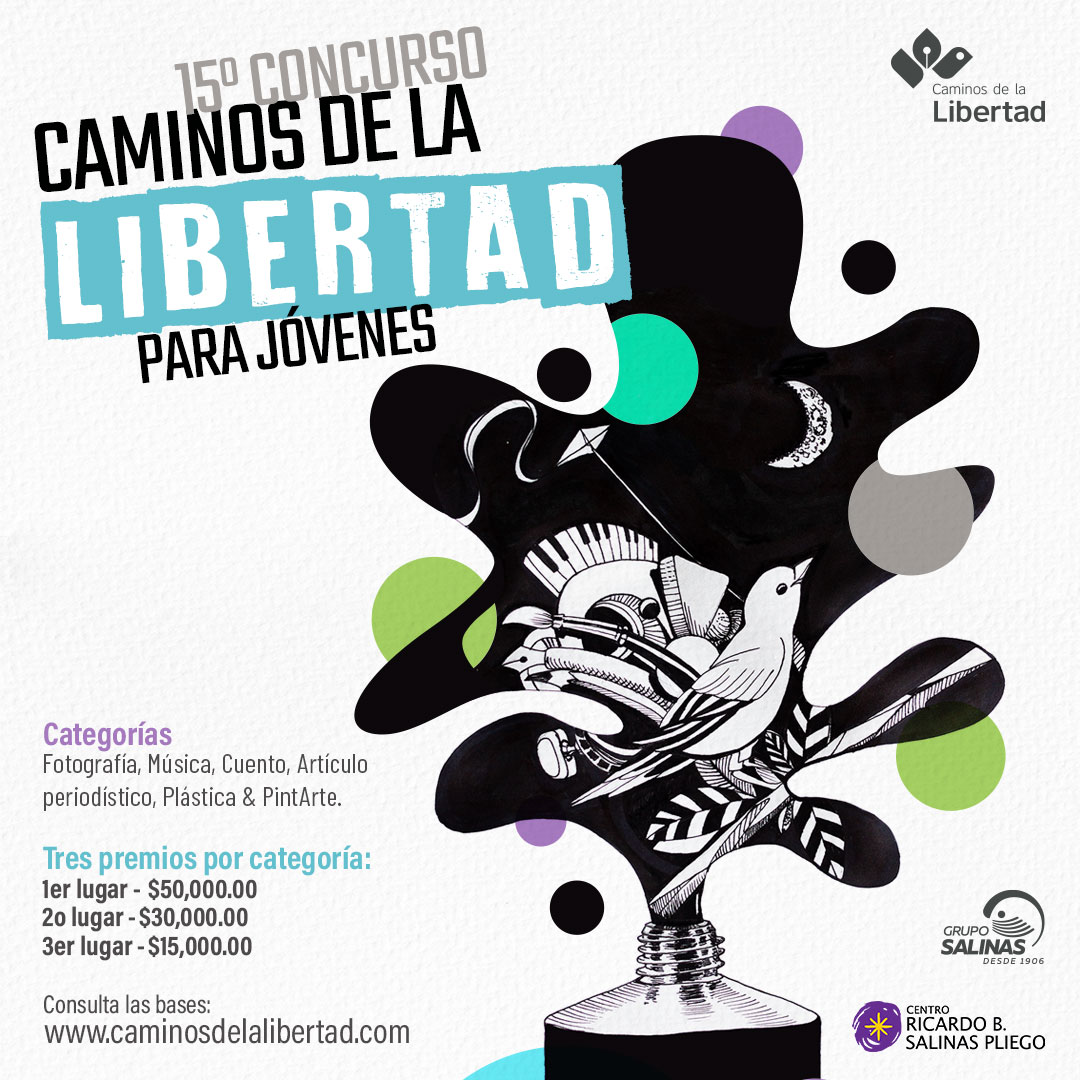 ¡No dejes pasar esta oportunidad de ganar hasta $50,000! 💰🎨💡 Demuestra tu creatividad e inspiración compartiendo tus ideas sobre la libertad en nuestro 15° Concurso para Jóvenes. Fecha límite 31 de mayo. Consulta las bases aquí: bit.ly/3vO8pQ0. 🚀