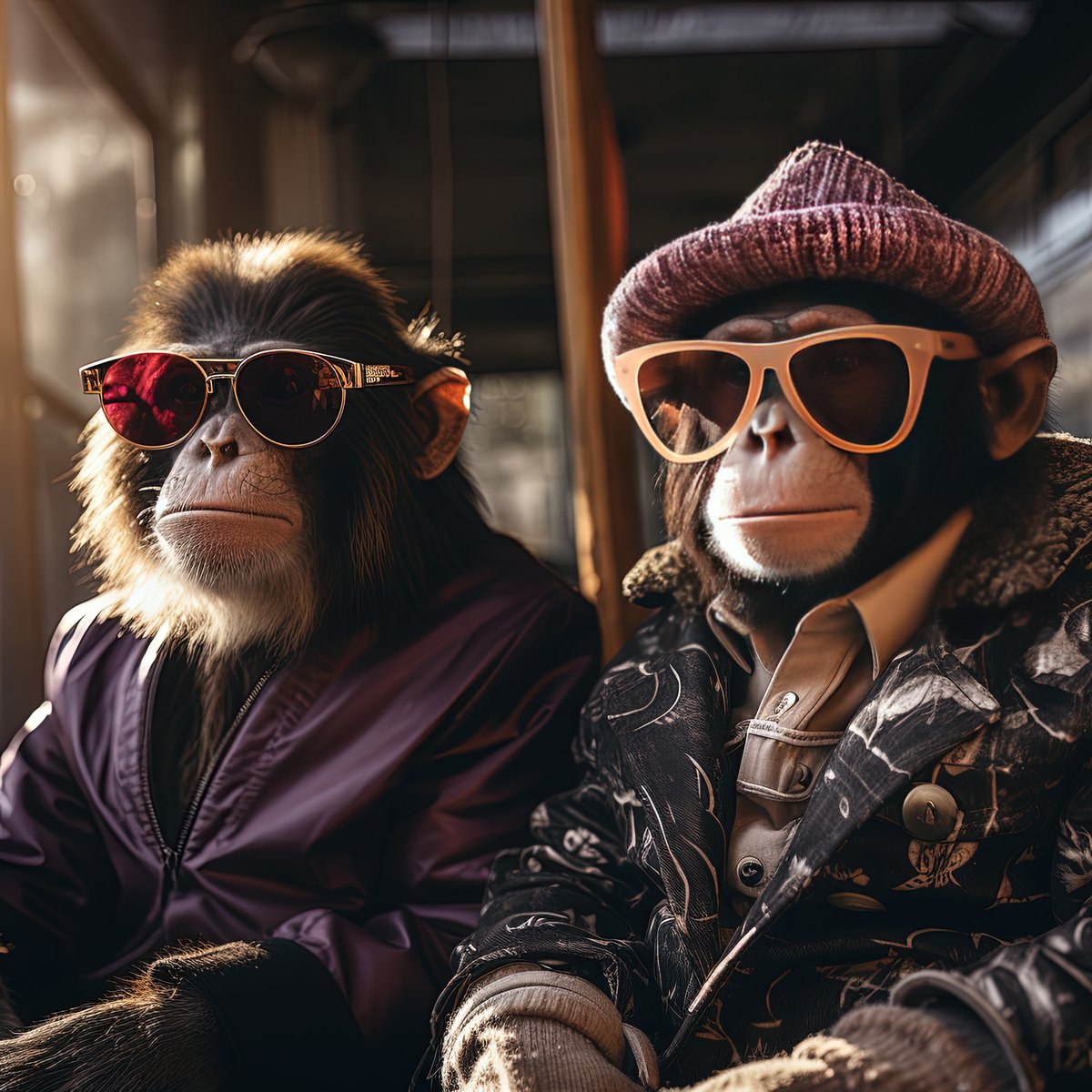'Sartorial Simians: A Journey Through Style'

#ChimpChic, #StyleSafari, #PrimatePanache, #SunglassesSquad #midjourney #GenAI #AIArt #AIArtist #Monkey