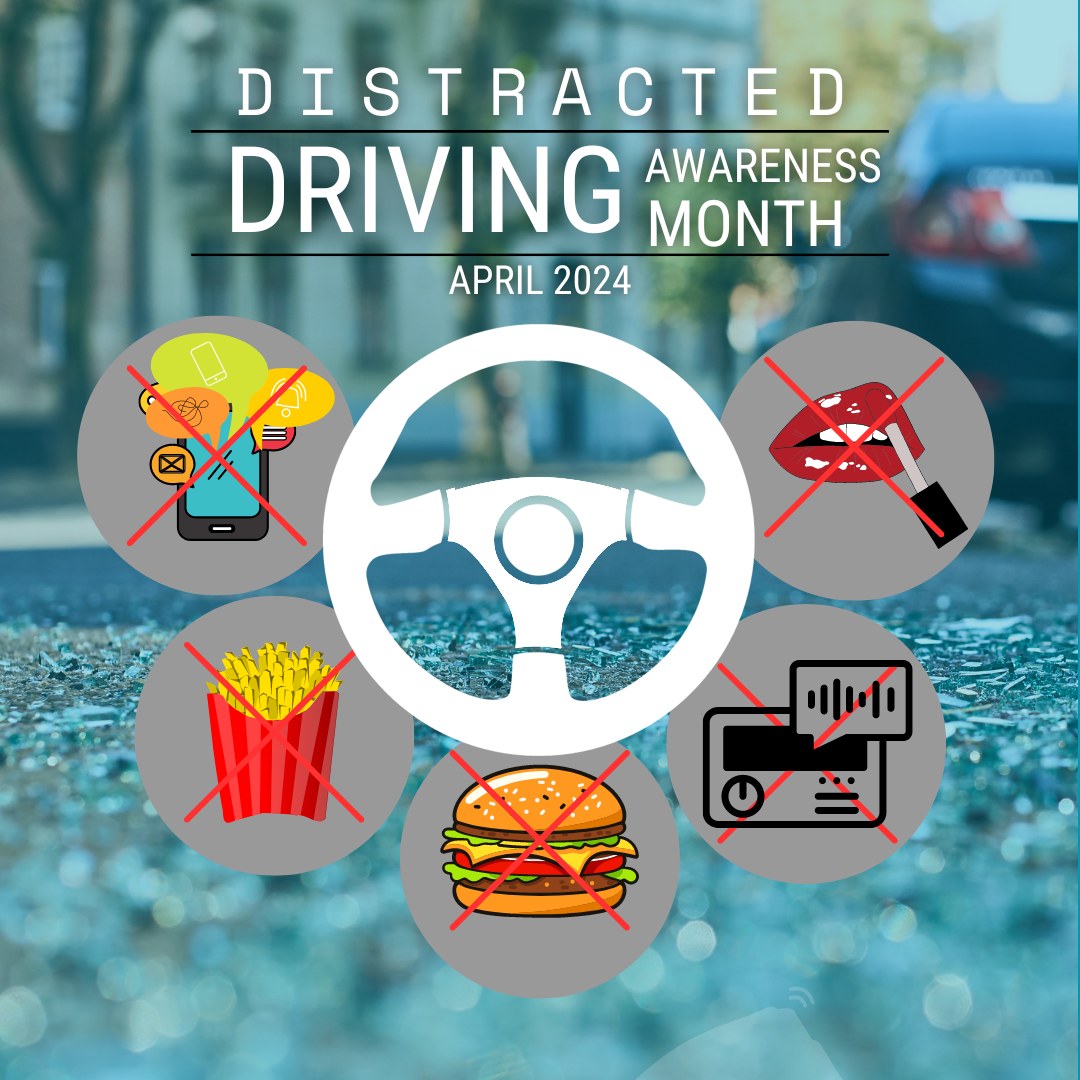 DRIVERS! You can't drive safely unless the task has your FULL attention:
📵 Never text while driving.
🍔 Don't eat behind the wheel.
🎶 Don't get distracted by your stereo.
💄 Never apply makeup while drivin#NHTSAHTSA