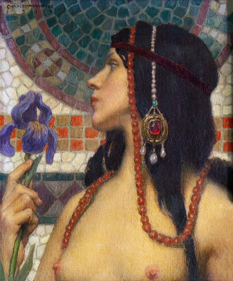 Charles Allen Winter. Nude with Purple Iris, 1919.