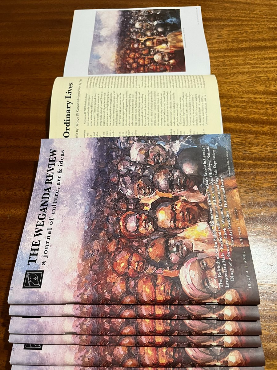 The fourth issue of @WegandaReview was published this week, with essays on William Ruto, Salim Saleh, African hair, 'broken things' in Uganda, and more. As always, the issue includes poetry, fiction, and a diary. Art portfolios are by George W. Kyeyune and R. Canon Griffin: