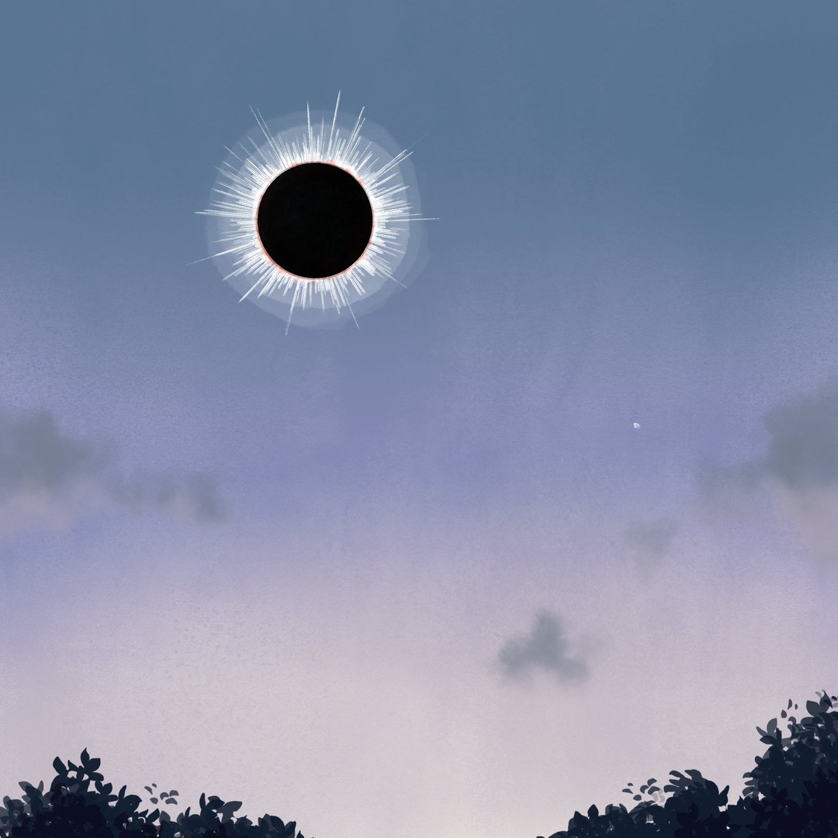 Painted the eclipse from memory and some really shitty blurry photos for pleinairpril lol. The thing that caught my eye the most was all the light rays coming from it.