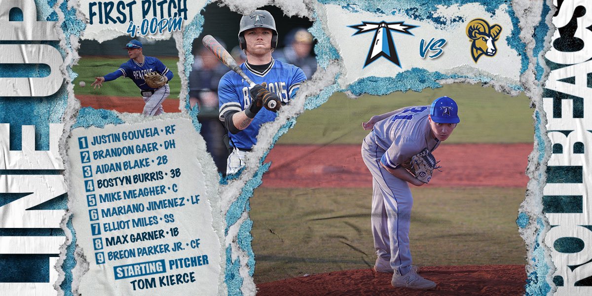 Lineup vs Suffolk. First pitch at 4:00pm #RollBeacs #FeedTheMeter #FindAWay